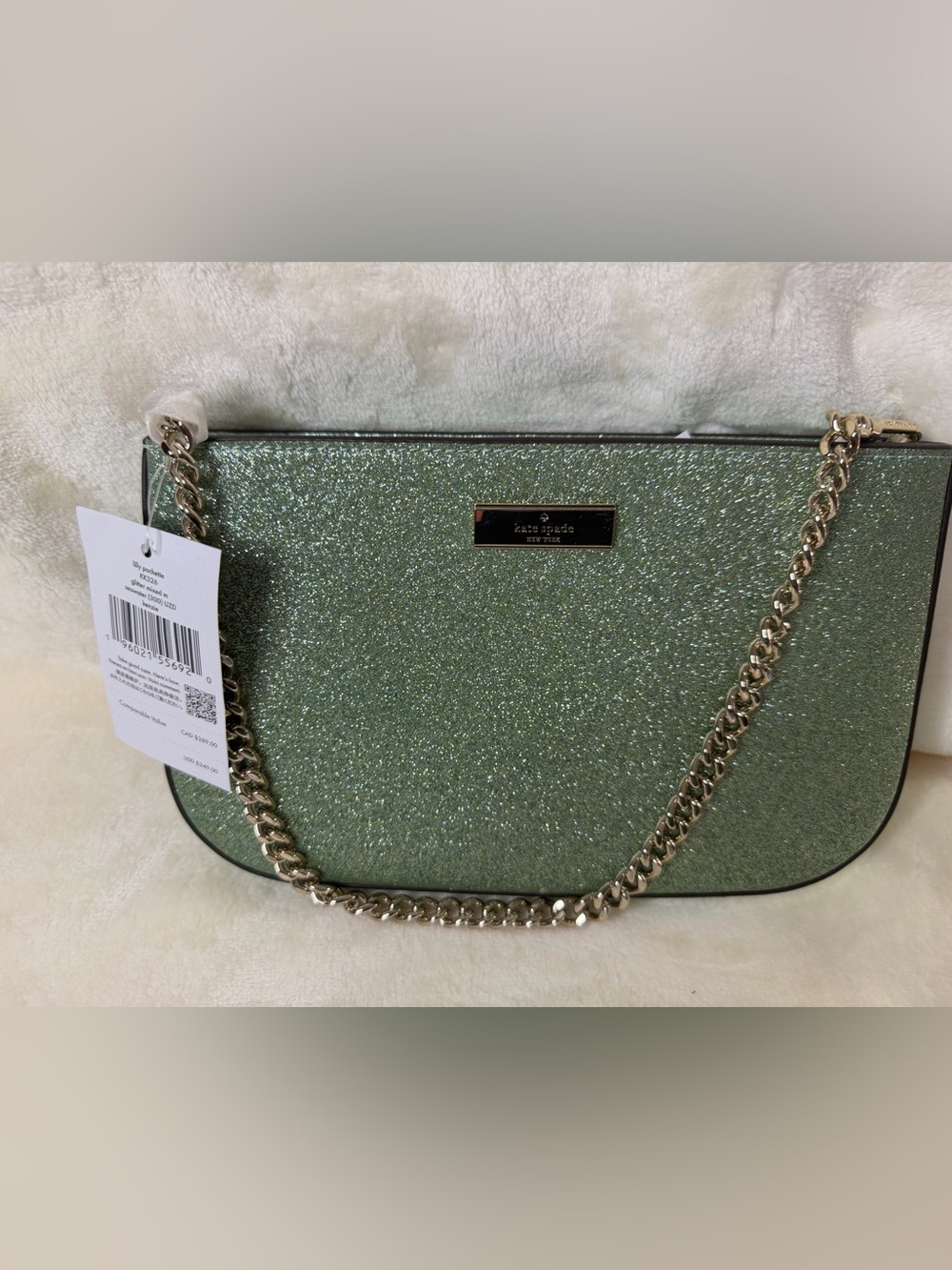 Kate Spade Kenzie Glitter Lilly Pochette in Seawater Green